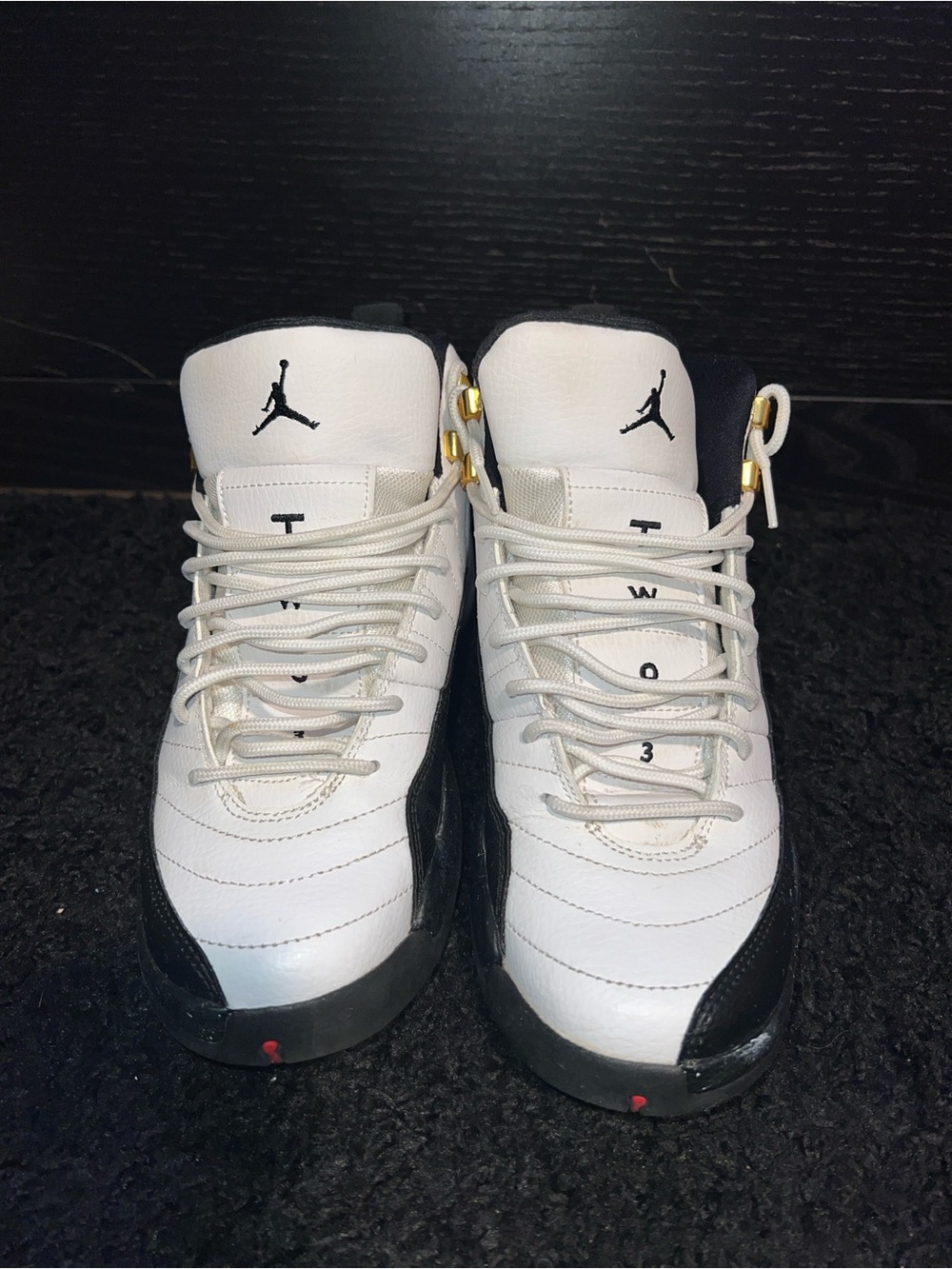 2013 Nike Air Jordan 12 Retro Taxi GS 6.5Y White Black 153265-125